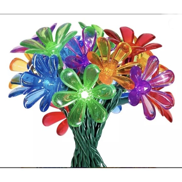 Led Solar Powered Flower Light Set 20 Lights Waterproof - Picture 2 of 4